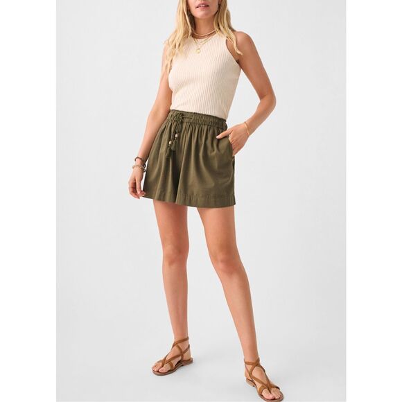 Faherty Marina Seersucker Short in Military Olive - Picture 2 of 8